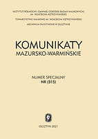 Okładka numeru Komunikaty Mazursko-Warmińskie 
Numer specjalny/2021 vol. 315